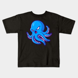 Cute Angry Octopus Cartoon Kids T-Shirt